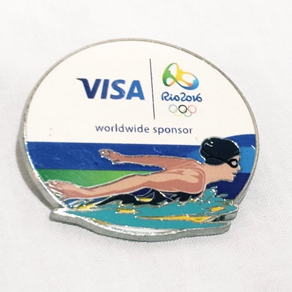 Visa Olympic Games Rio de Janeiro Swimming Event Lapel Pin 1" 2016 Sports